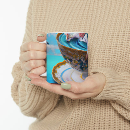 "Adrift in a China Cup: The Story of a Lost Child's Oceanic Adventure" - The Alien Ceramic Mug 11 oz