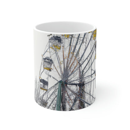 "Lonely Wheel in a Winter Wonderland" - Der Alien-Keramikbecher 11 oz