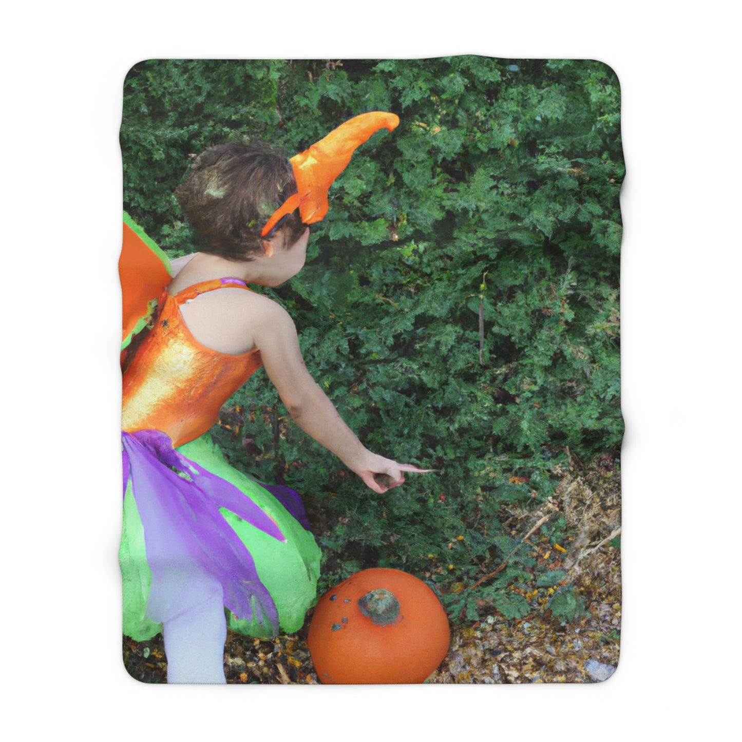 "Pixie's Pumpkin Patch Quest" - The Alien Sherpa Fleece Blanket