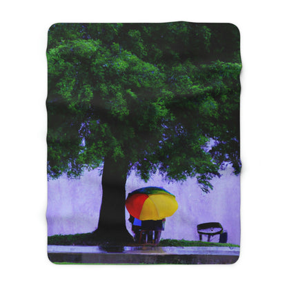 "Beneath the Rainy Sky." - The Alien Sherpa Fleece Blanket