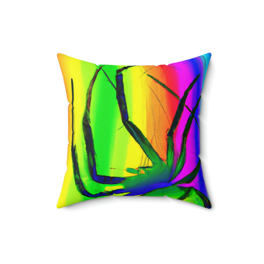 "A Spinnerette's Prismatic Web" - The Alien Square Pillow