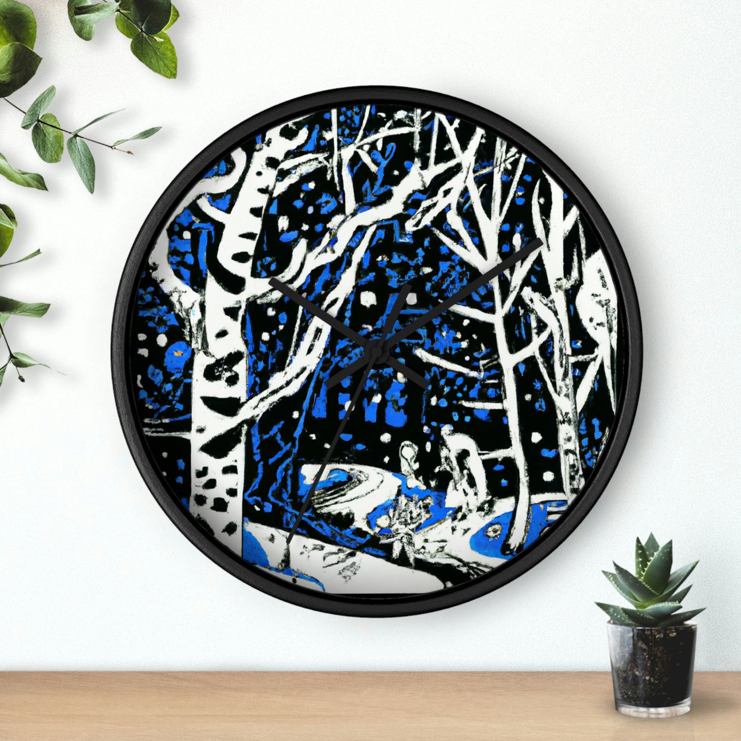 Snowy Forest Night: A Fairytale Odyssey - El reloj de pared alienígena