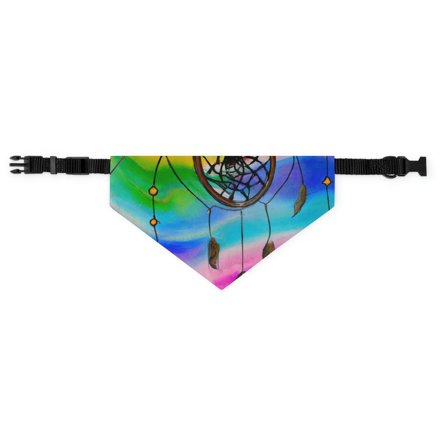 "A Galaxy of Dreams: A Colorful Dreamcatcher Captures Falling Stardust" - The Alien Pet Bandana Collar