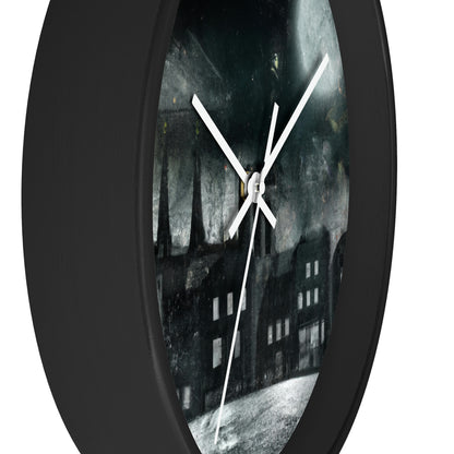 "Nocturno luminoso: una ciudad iluminada por la luz de la luna" - El reloj de pared alienígena