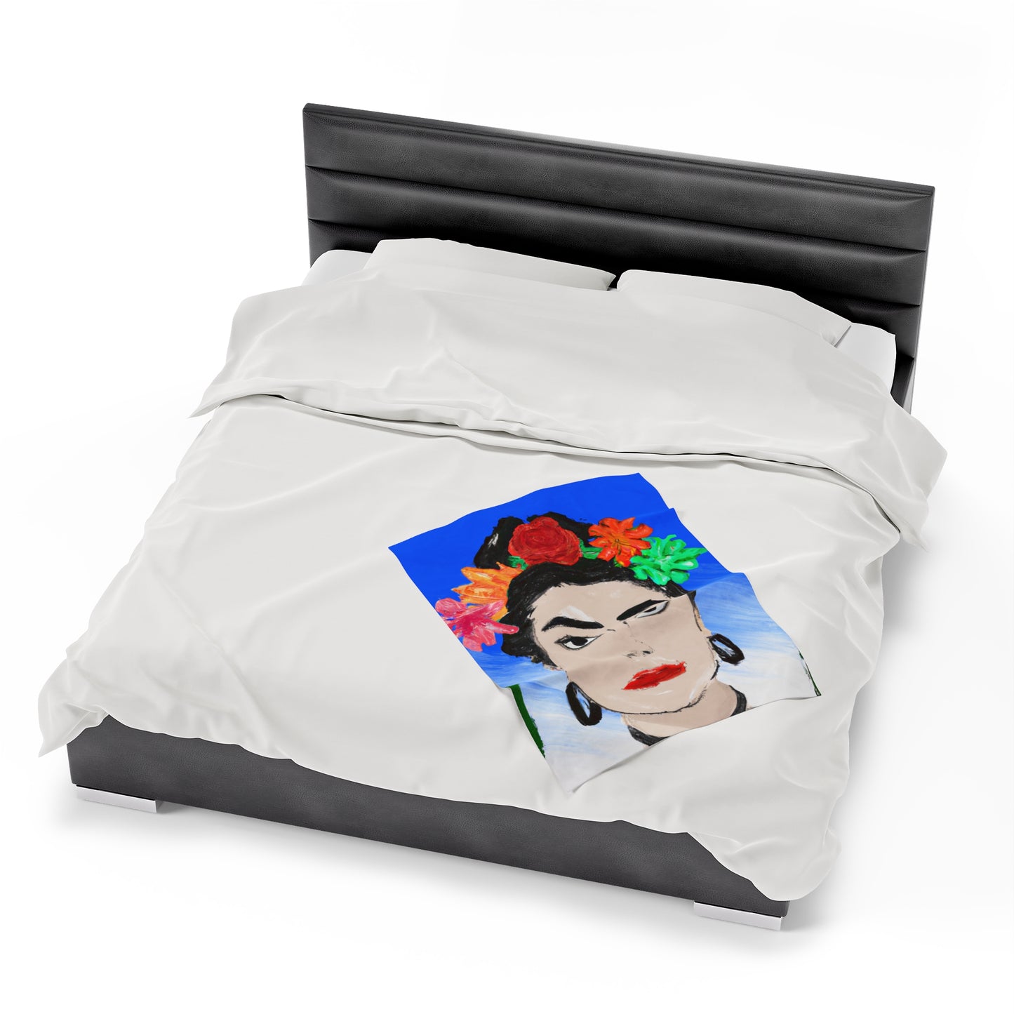 "Fiery Frida: Painting a Mexican Icon with Colorful Culture" - The Alien Velveteen Plush Blanket