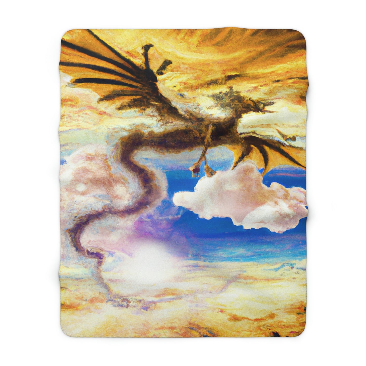 "A Heavenly Blaze with a Mystic Dragon" - The Alien Sherpa Fleece Blanket