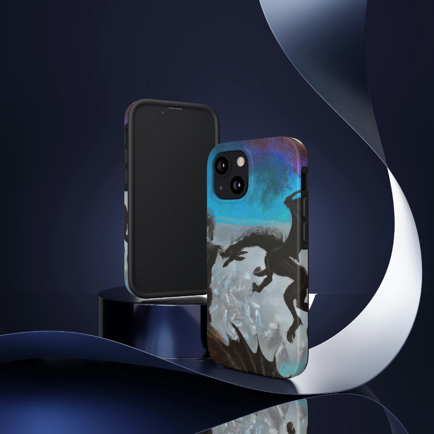 "Clash of Fire and Steel on the Moonlit Cliff" - The Alien Tough Phone Cases