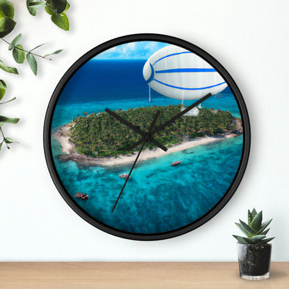 "Explorando Mystery Island en dirigible" - El reloj de pared alienígena