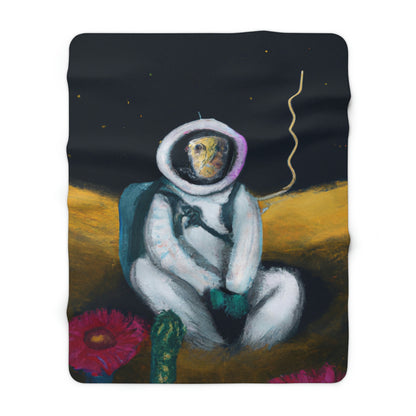 "Alone in the Dark: A Solitary Astronaut's Survival" - The Alien Sherpa Fleece Blanket