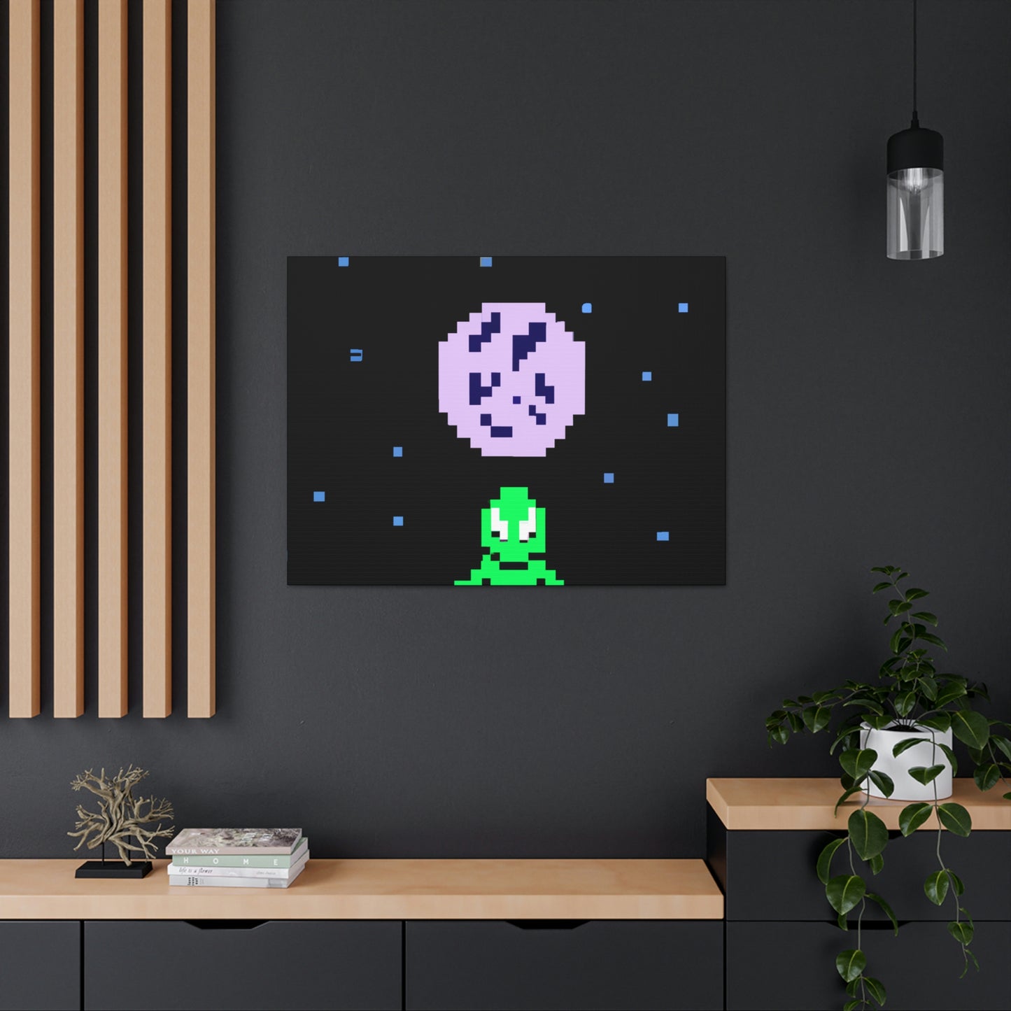 "Lonely Witness of the Night Sky" - The Alien Canva Pixel Art