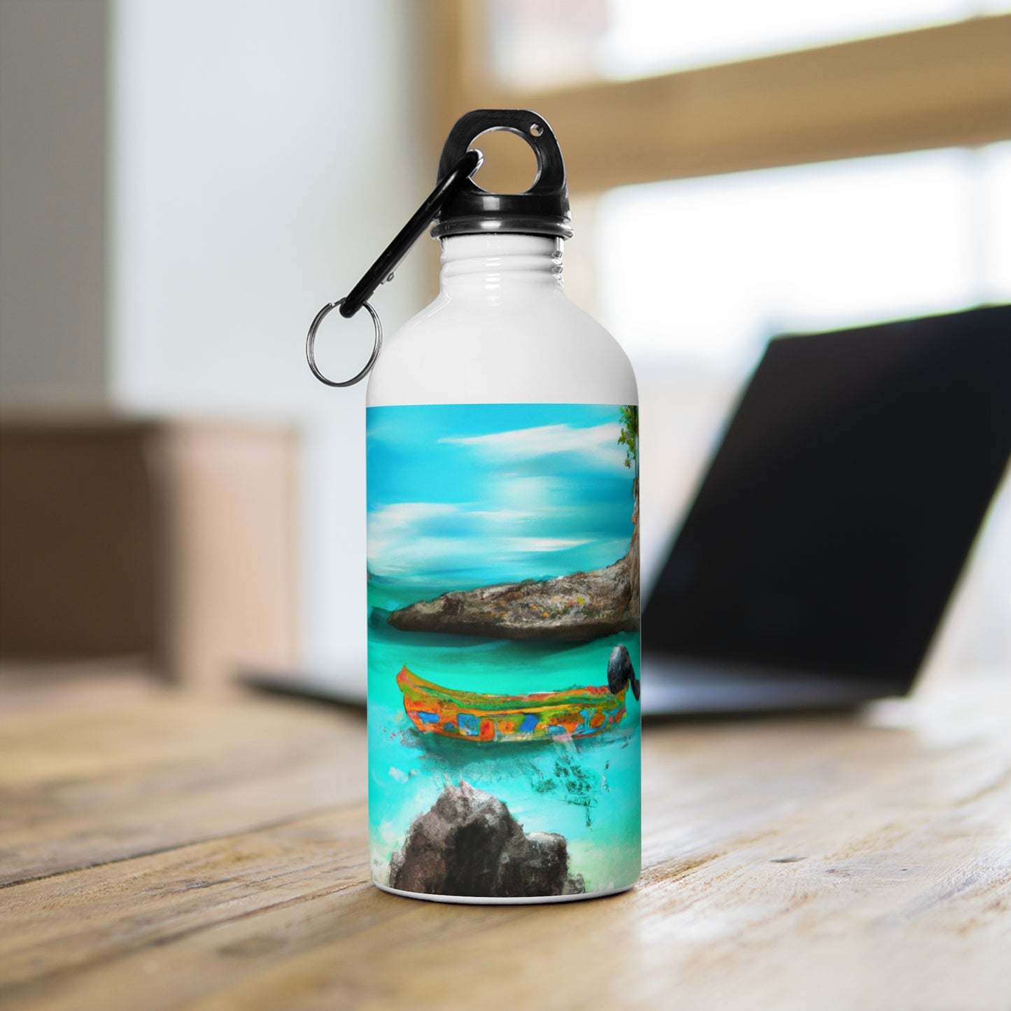 "Caribbean Fiesta on the Beach - A Digital Exploration of Mexican Culture" - The Alien Stainless Steel Water Bottle