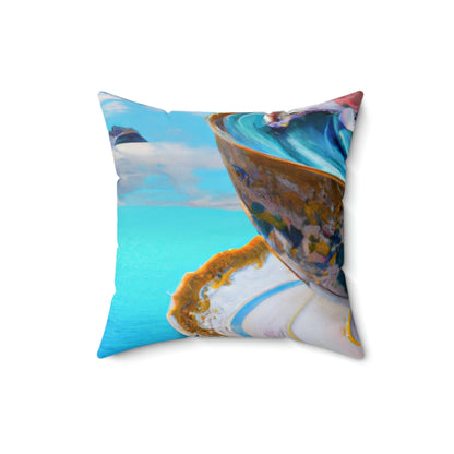 "Adrift in a China Cup: The Story of a Lost Child's Oceanic Adventure" - The Alien Square Pillow