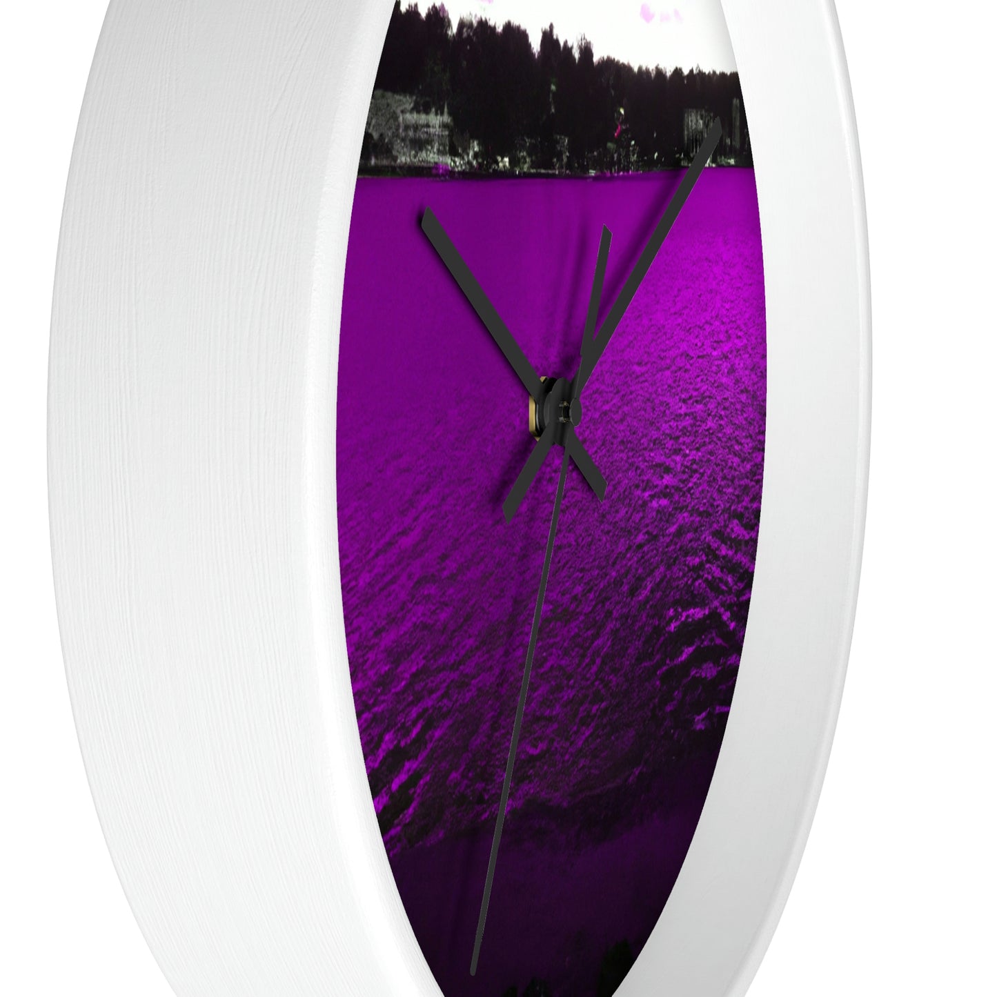 "The Neon Purple Lakefront" - The Alien Wall Clock