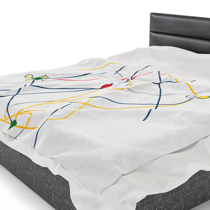 "Exploring the Dynamic Topology: Artful Visualization of a Network Structure." - The Alien Velveteen Plush Blanket