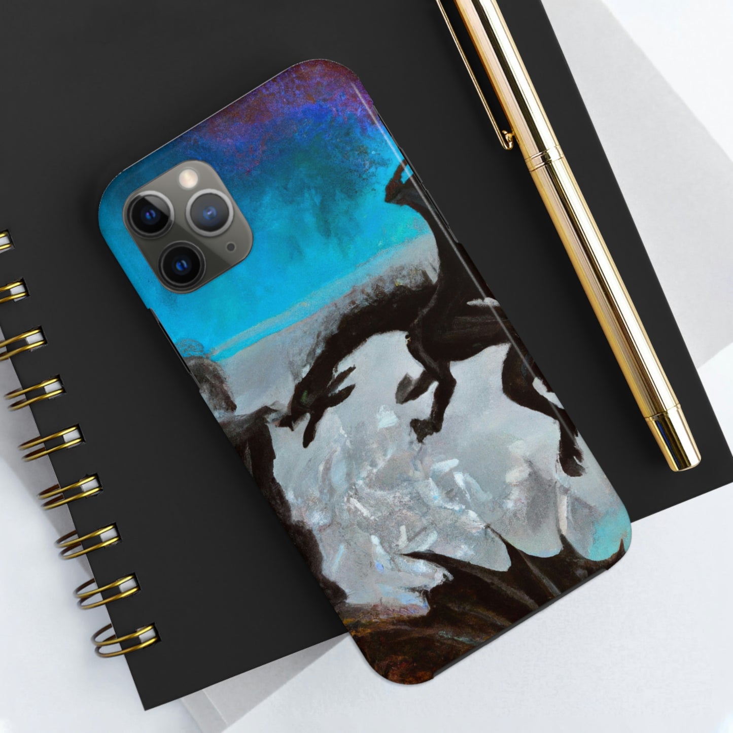 "Clash of Fire and Steel on the Moonlit Cliff" - The Alien Tough Phone Cases