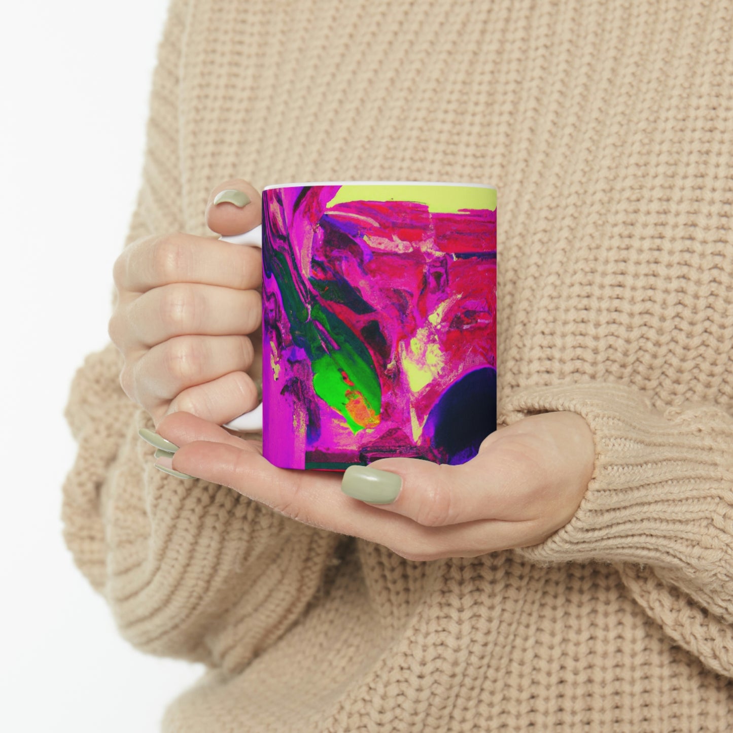 Locura mística: colores locos en la catedral olvidada - Taza de cerámica The Alien 11 oz