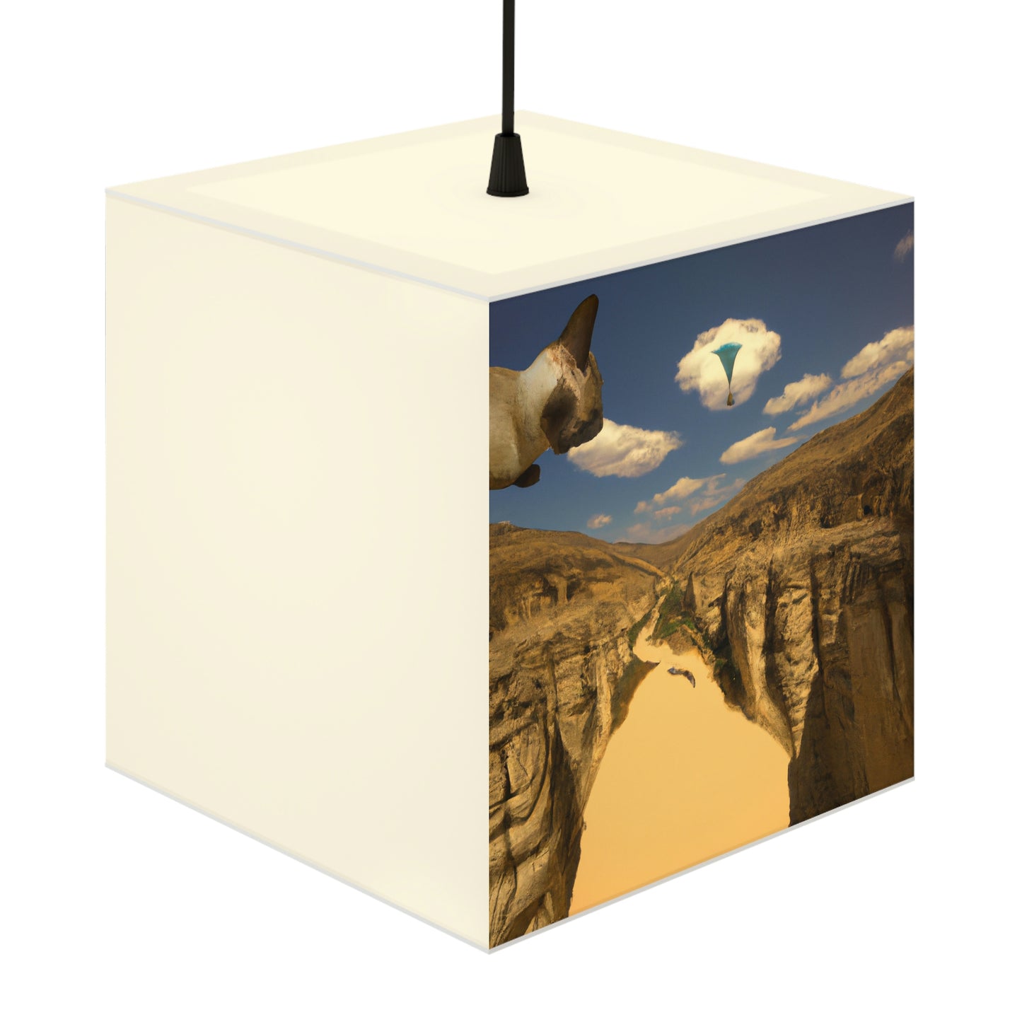 "Feline Flight Over the Grand Gulch" - Die Alien Light Cube Lampe