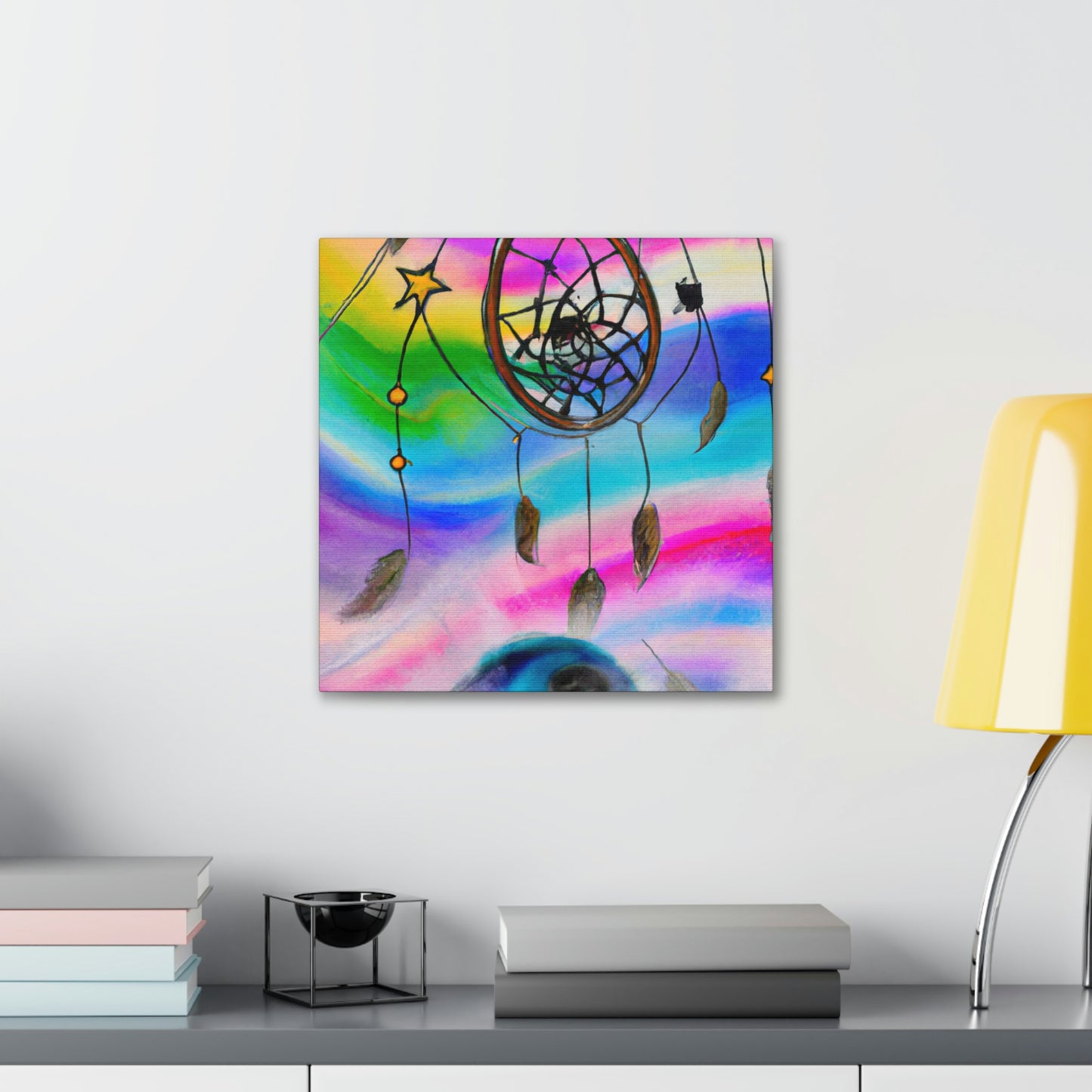 "A Galaxy of Dreams: A Colorful Dreamcatcher Captures Falling Stardust" - The Alien Canva