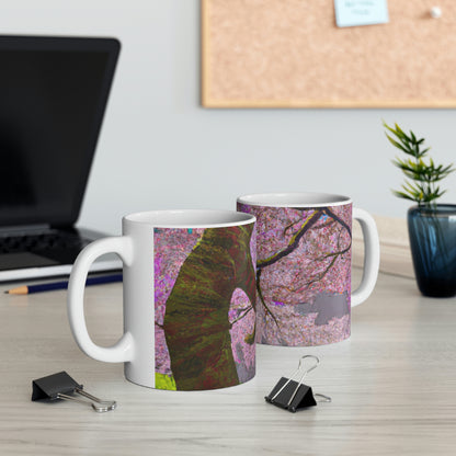 "Ein Moment der Ruhe unter den Kirschblüten" - The Alien Ceramic Mug 11 oz