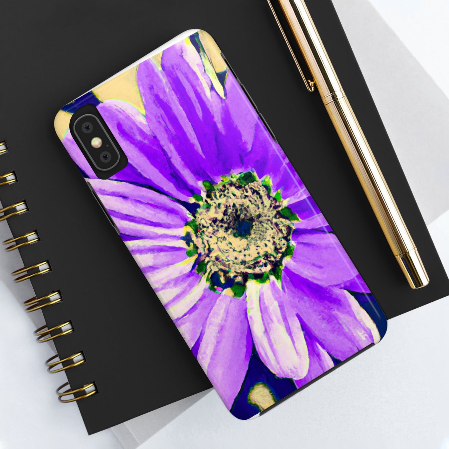 Lila Blütenblätter knallen: Kreieren Sie eine auffällige Gänseblümchen-Rosen-Fusion – The Alien Tough Phone Cases