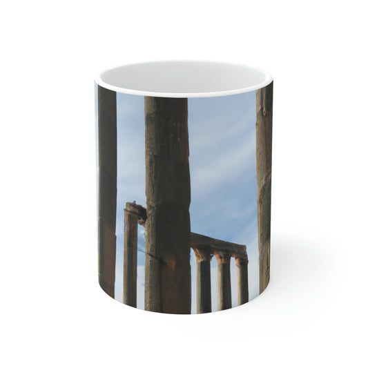 "Lost in Ancient Ruins: A Wanderlust Odyssey" - The Alien Ceramic Mug 11 oz