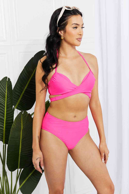 Marina West Swim Summer Splash Neckholder-Bikini-Set in Rosa