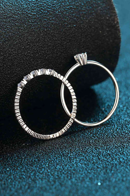 Zweiteiliges Ringset aus 925er-Sterlingsilber mit Moissanit