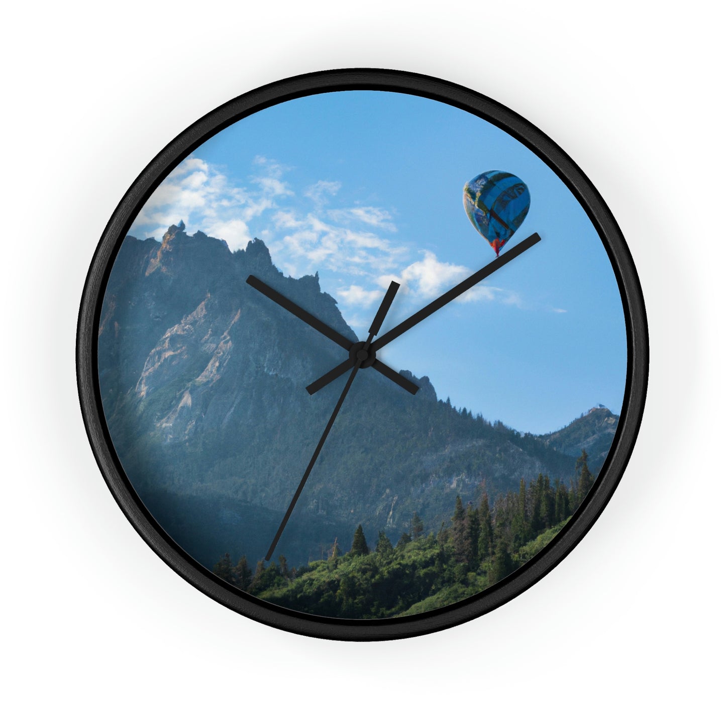 "Soaring Over Splendor: A Balloon Journey Through the Mountains" - The Alien Wall Clock