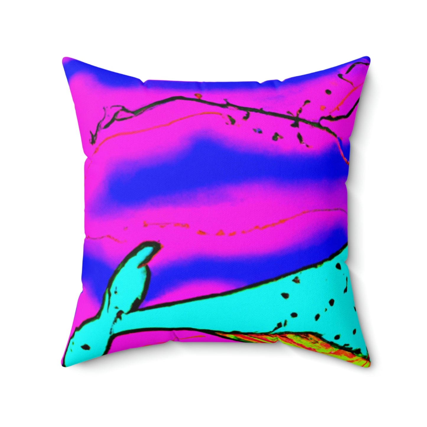 "Glow of the Neon Sea" - The Alien Square Pillow