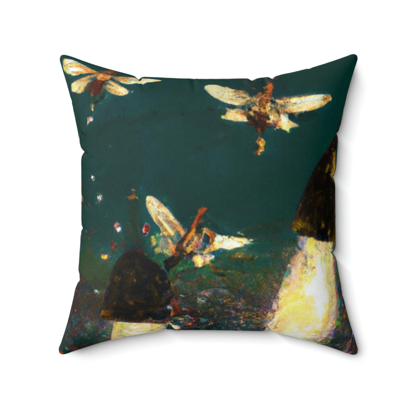 Twinkling Fireflies in the Evening Sky - The Alien Square Pillow