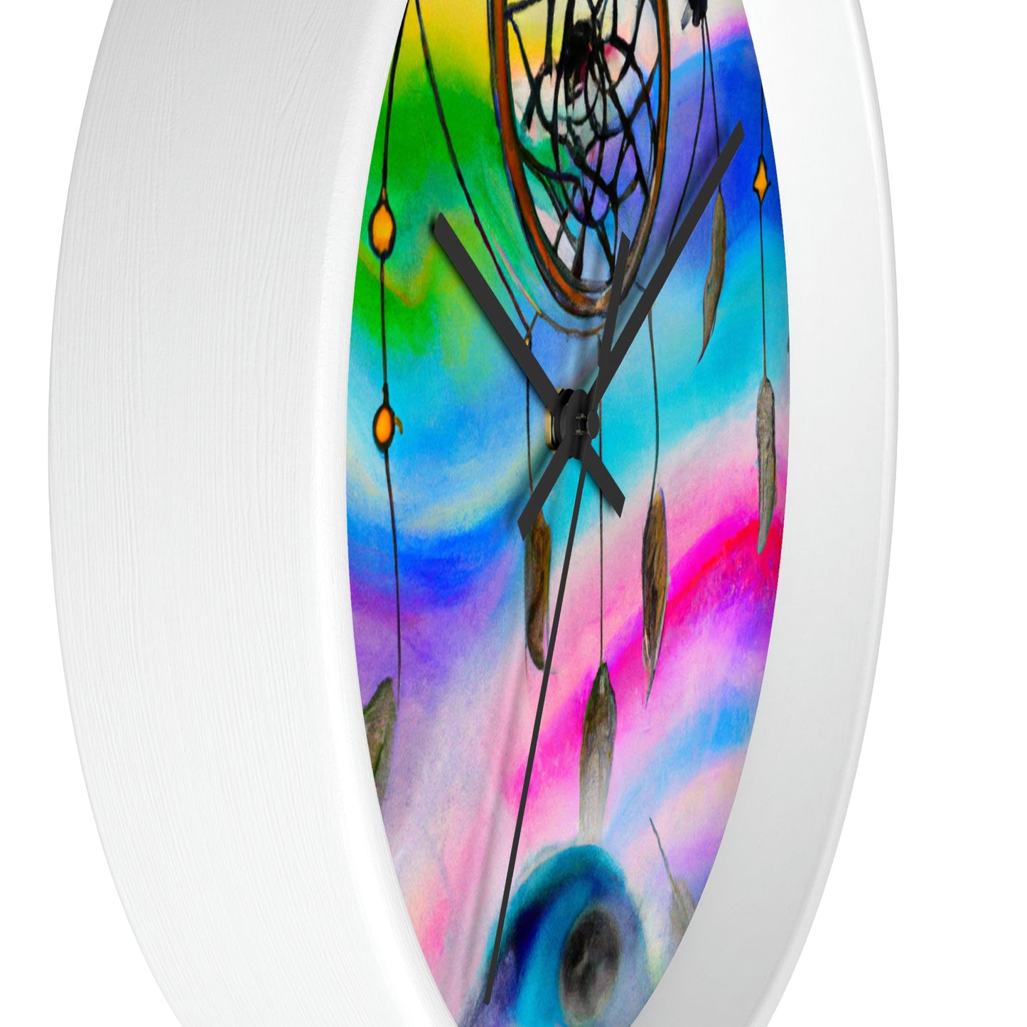 "A Galaxy of Dreams: A Colorful Dreamcatcher Captures Falling Stardust" - The Alien Wall Clock