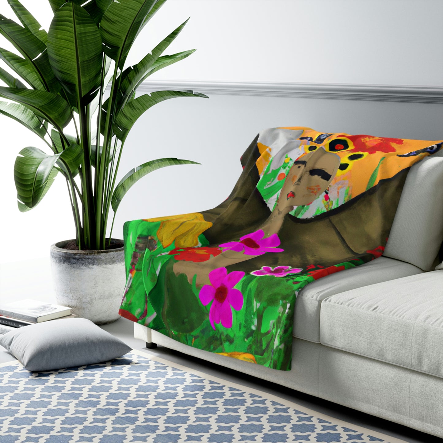 "Butterfly Ballet in the Wildflower Meadow" - The Alien Sherpa Fleece Blanket