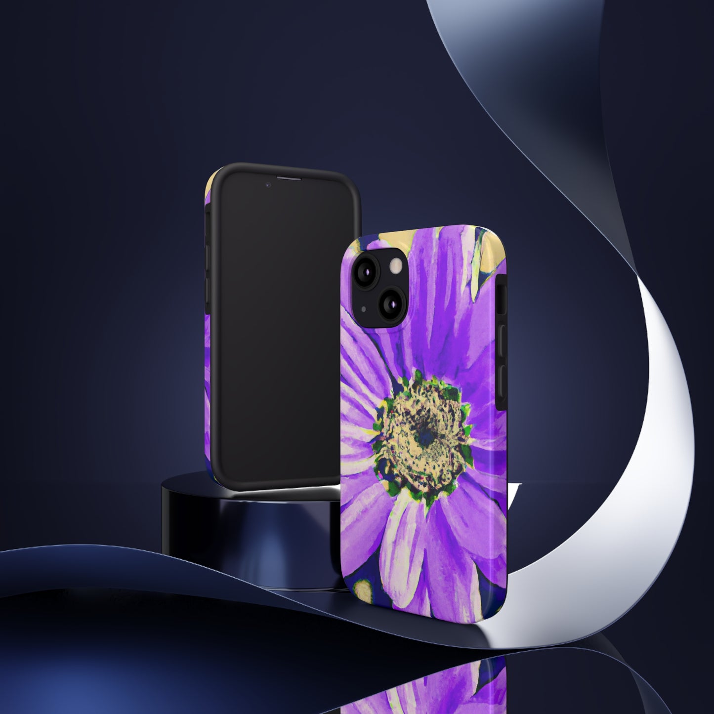 Pétalos morados estallando: crea una llamativa fusión de margaritas y rosas - The Alien Tough Phone Cases