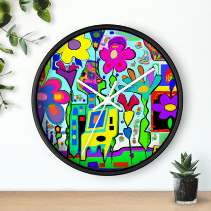 "A Mystical Garden of Rainbow Petals" - The Alien Wall Clock