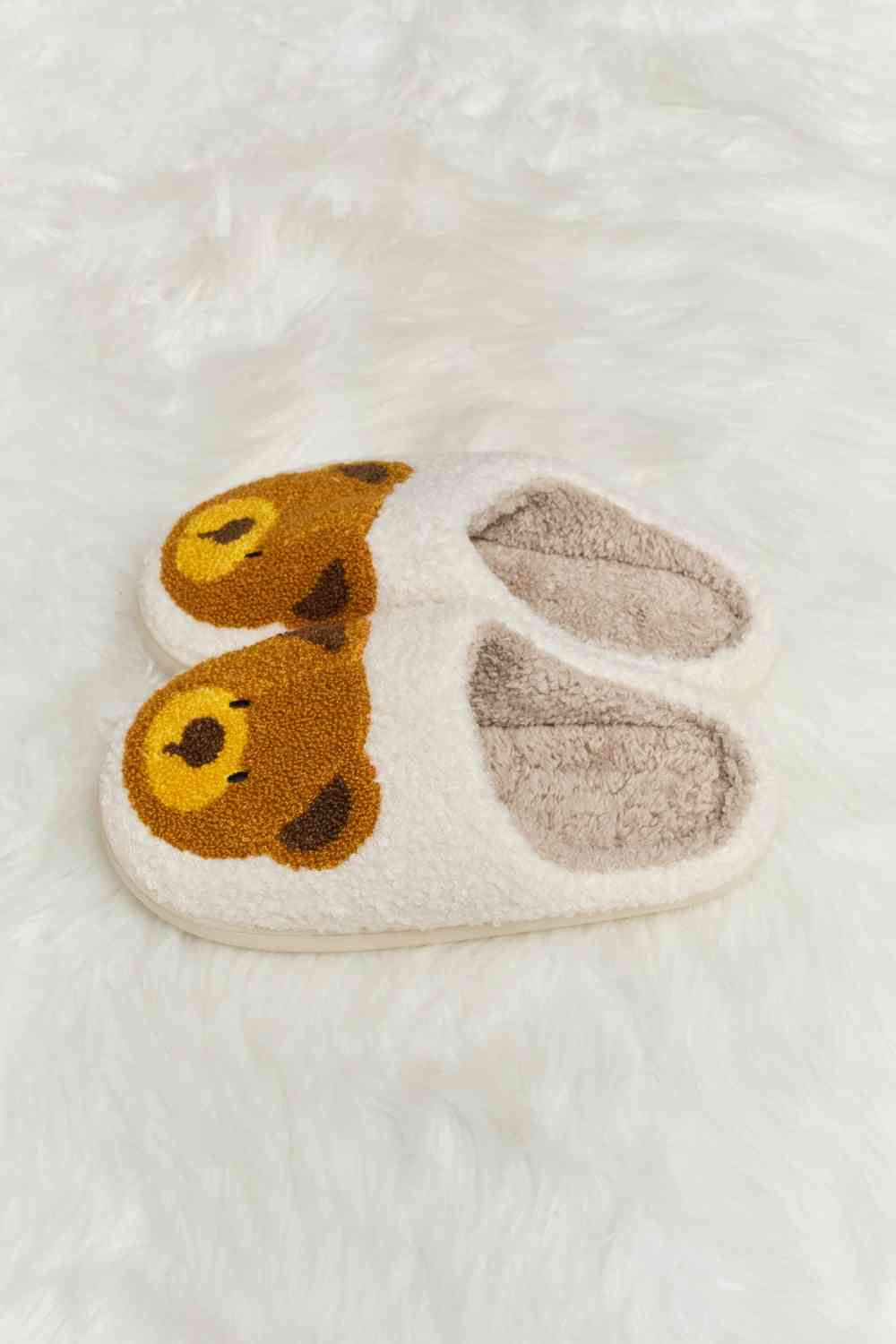 Pantuflas tipo chanclas de felpa con estampado de osito de peluche Melody