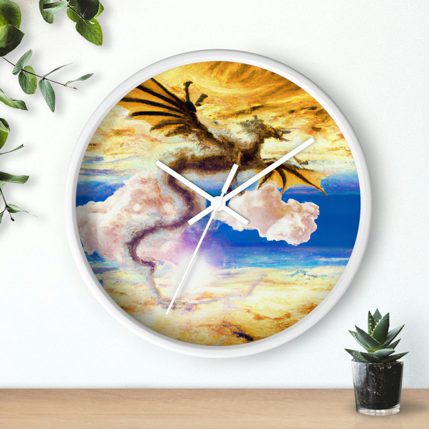 "Un resplandor celestial con un dragón místico" - El reloj de pared alienígena