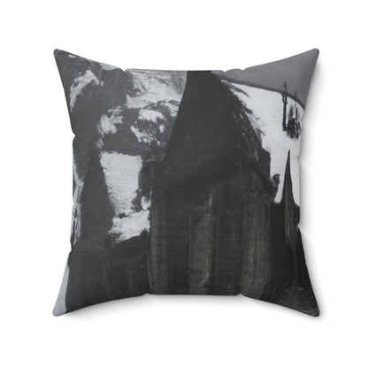 "Das Gespenst der verschneiten Bibliothek" - das Alien Square Pillow