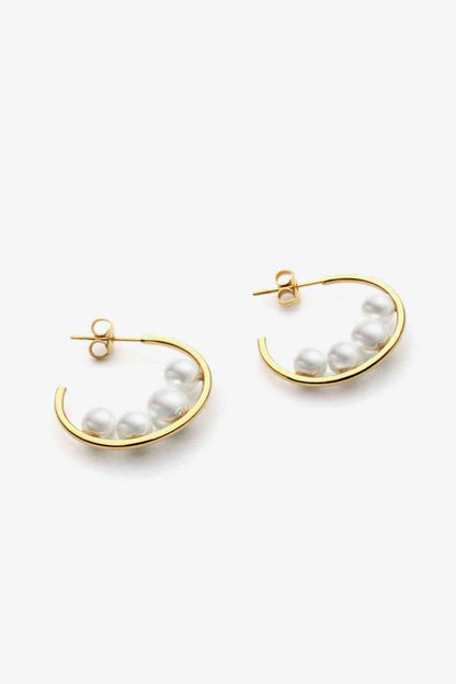 Can't Stop Your Shine Pearl C-Hoop Earrings