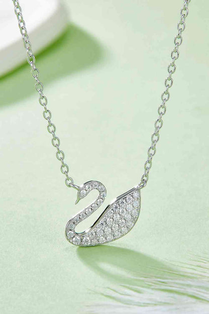 Collar de plata de ley 925 con cisne de moissanita