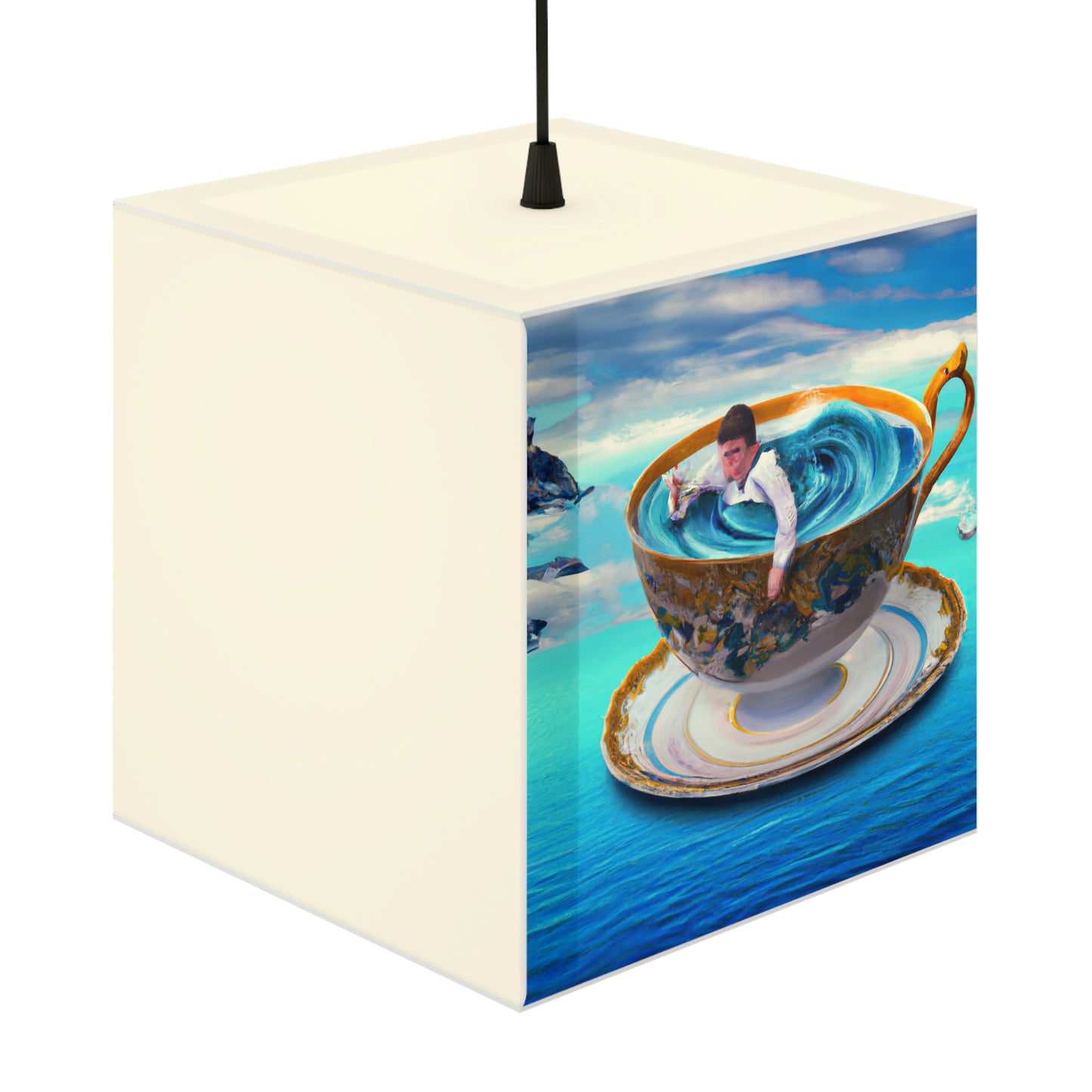 "Adrift in a China Cup: The Story of a Lost Child's Oceanic Adventure" - The Alien Light Cube Lamp