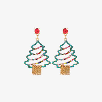 Pendientes de árbol de Navidad de aleación de diamantes de imitación