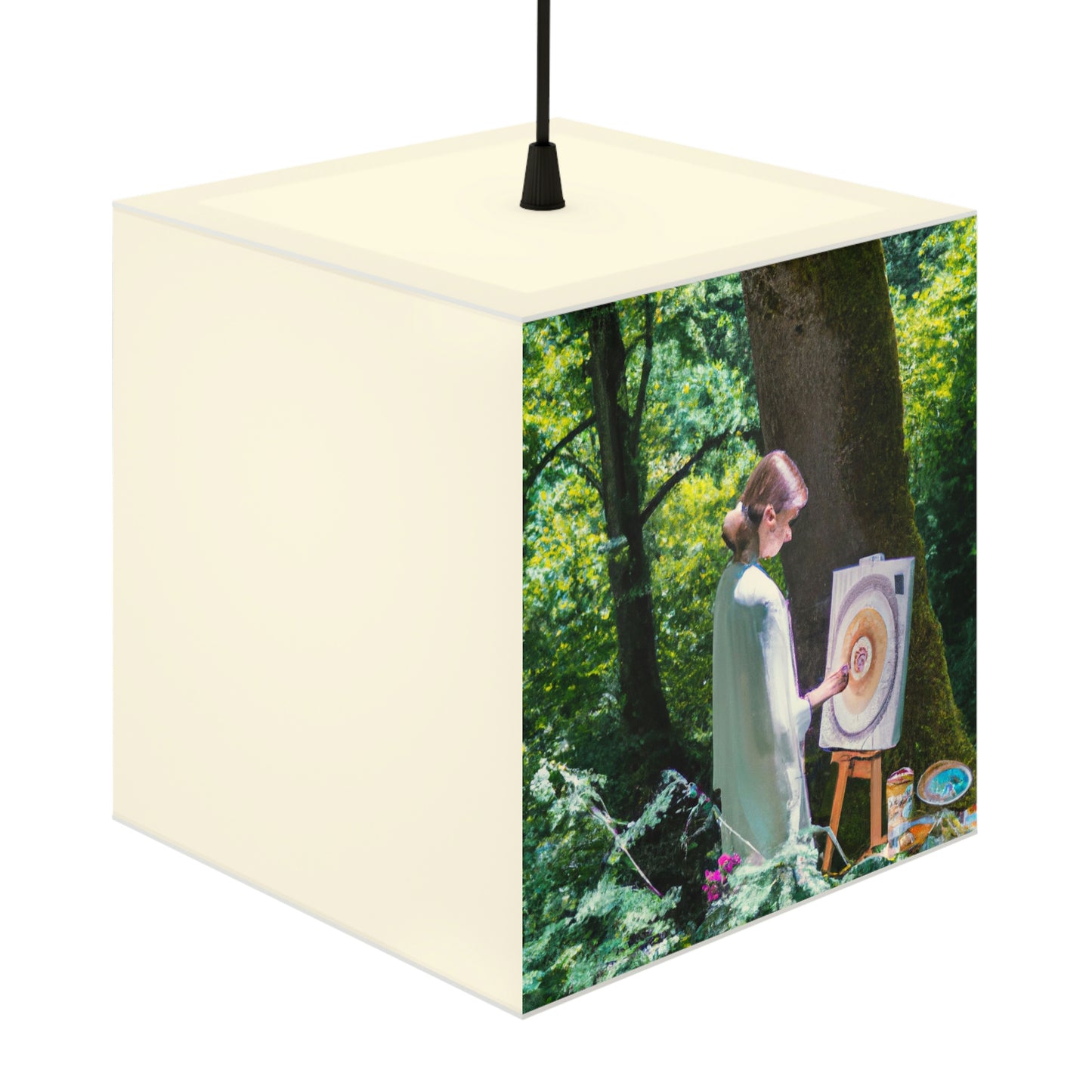 "Enchantment in Oil: A Young Artist's Vision of a Magical Forest" - The Alien Light Cube Lamp