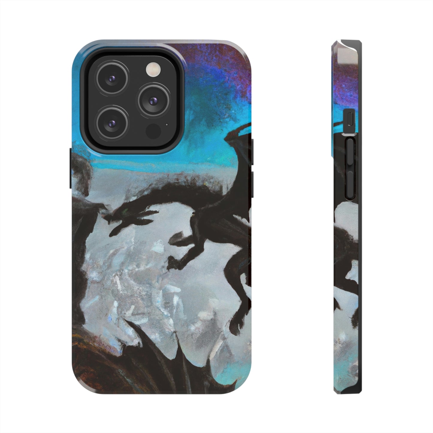 "Clash of Fire and Steel on the Moonlit Cliff" - The Alien Tough Phone Cases