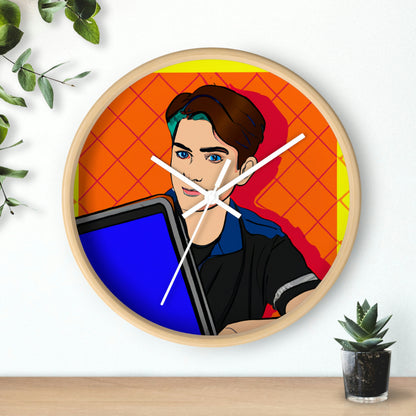 "The Pop Art Laptop Surfer" - El reloj de pared alienígena