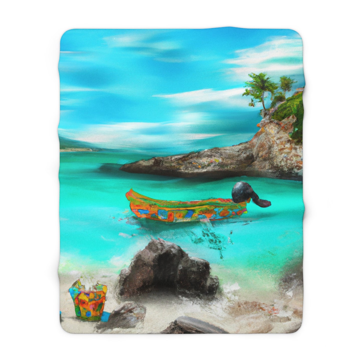 "Caribbean Fiesta on the Beach - A Digital Exploration of Mexican Culture" - The Alien Sherpa Fleece Blanket