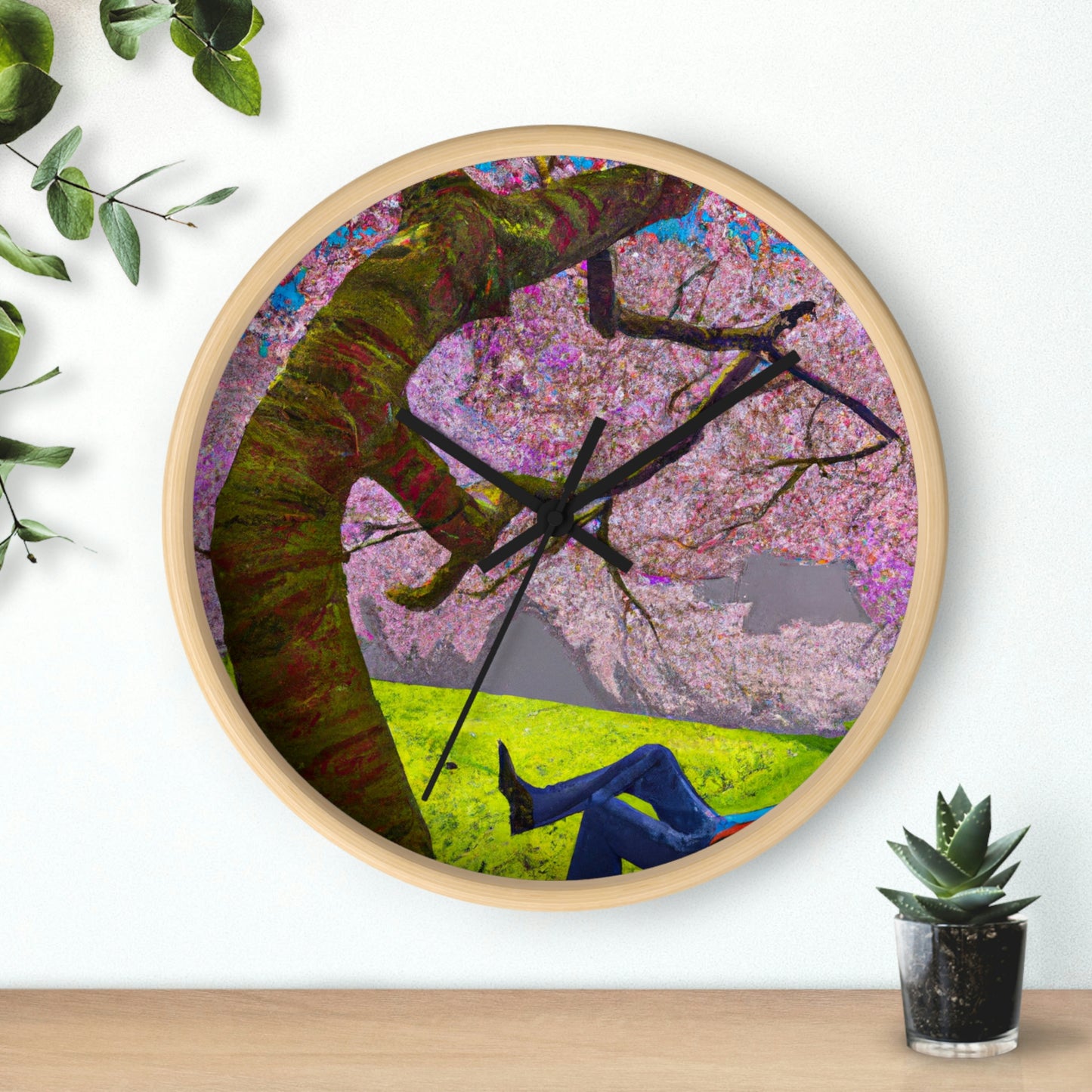 "A Moment of Calm Beneath the Cherry Blossoms" - The Alien Wall Clock