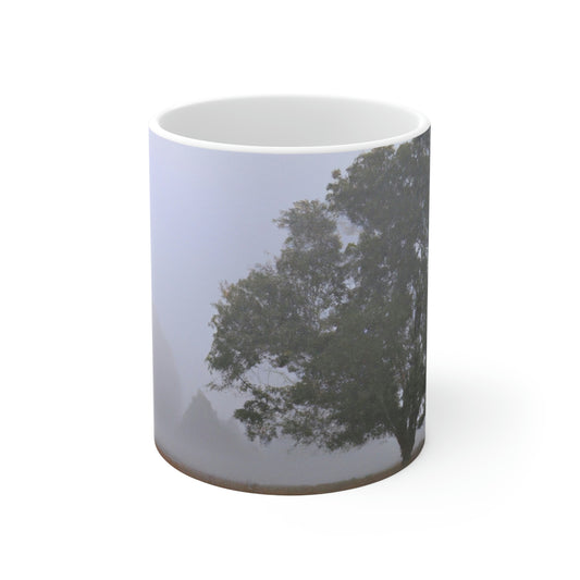 The Lonely Tree in the Foggy Meadow - The Alien Taza de cerámica 11 oz