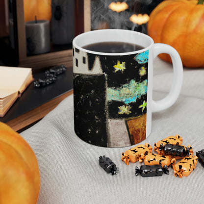 "Cosmic Oasis: A Journey to a Floating City Amid the Sea of Stars" - The Alien Ceramic Mug 11 oz