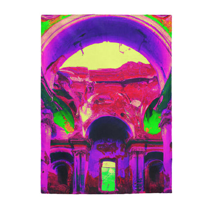 Mystical Madness: Crazy Colors in the Forgotten Cathedral - The Alien Velveteen Plush Blanket