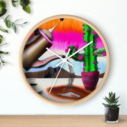 "An Awkward Caffeinated Moment: The Tale of a Bot and a Cactus" - The Alien Wall Clock